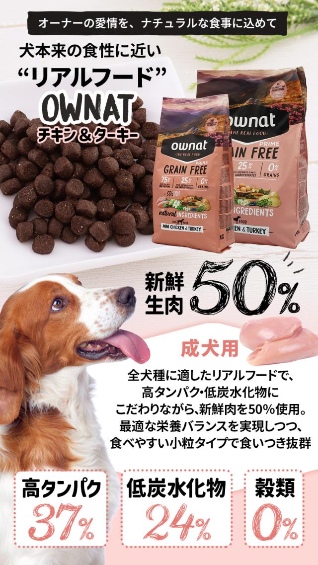 オーナット ドッグ グレインフリー プライム 小粒 チキン＆ターキー