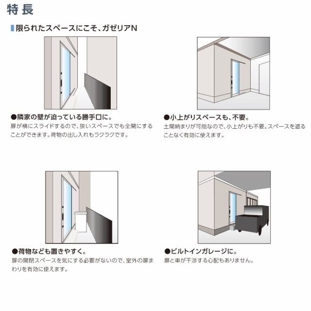 勝手口引き戸 08320 サーモスL ガゼリアN スライド W870×H2030mm LIXIL リクシル アルミサッシ 樹脂サッシ 断熱 樹脂アルミ複合窓 引戸 ドア リフォーム DIY - 2