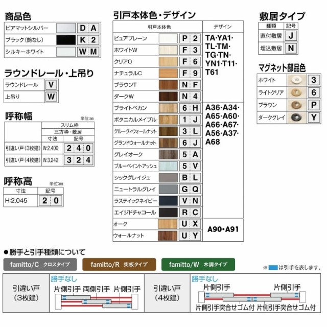 YKKap 室内引戸 ファミット スリム枠 famitto/W 木調 A65 引違い戸(4