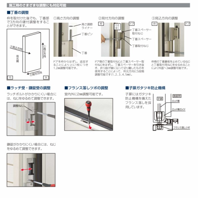 玄関ドア YKKap プロント S13親子ドア 手動錠仕様 W1235×H2330mm ランマなし DH23 採風 玄関ドア アルミサッシ 新設  おしゃれ リフォーの通販はau PAY マーケット - リフォームおたすけDIY | au PAY マーケット－通販サイト