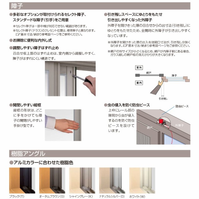 面格子付引違い窓 半外付 17407 セレクトサッシＳＧ W1780×H770 mm