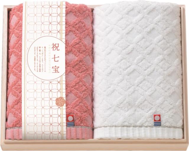 御祝.お返し,引出物,記念品は:しまなみ匠の彩 祝七宝　今治タオルセット　フェイスタオル２P(国産木箱入）