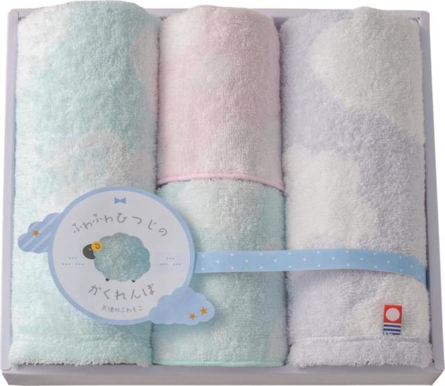 御祝.お返し,引出物,記念品は:天使のふわもこ　ふわふわひつじ　今治タオルセット　ウォッシュタオル2P・タオルハンカチ2P