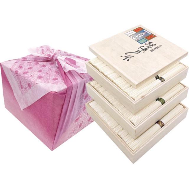 御祝.お返し,引出物,記念品は:手延素麺揖保乃糸 三段重 27束