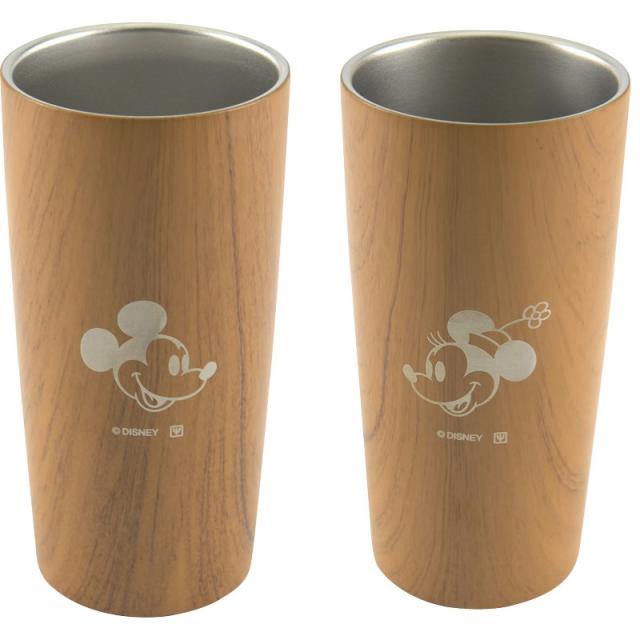 御祝.お返し,引出物,香典返し,記念品は:ディズニー 木目調ステンレス真空タンブラー 440mlペアセット ミッキー＆ミニー 82115