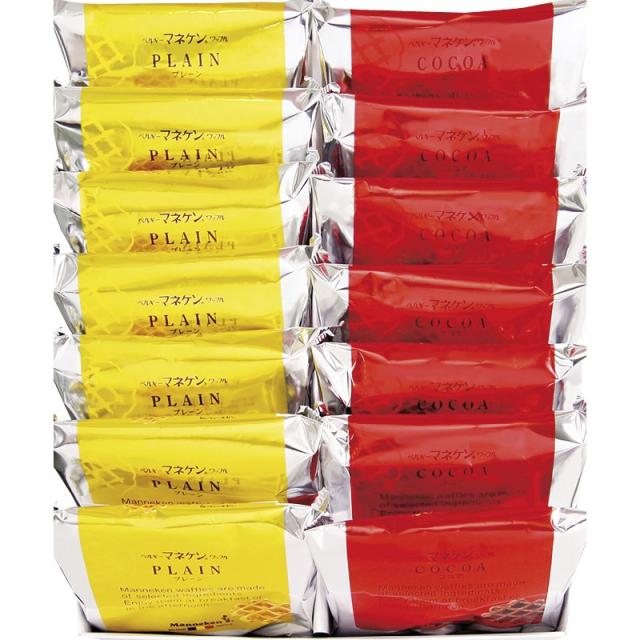 御祝.お返し,引出物,香典返し,記念品は:マネケン ワッフル詰合せ14個入り R14-PCG