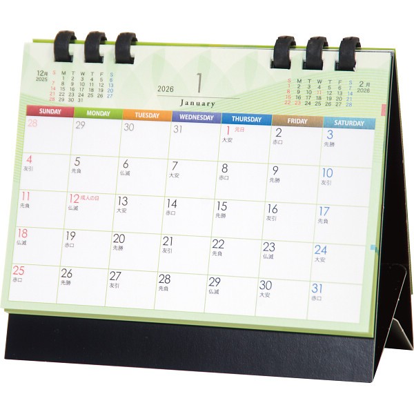 グリーンエコカレンダー（Ａ６サイズ） ブラック  TS-100(2026)