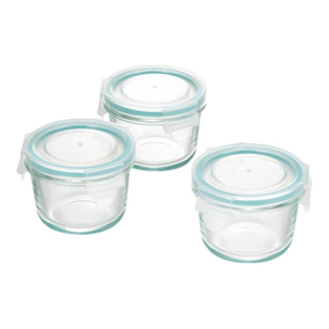 販促、ノベルティ,記念品は:耐熱ガラス保存容器ミニ丸3pcs SJ2719