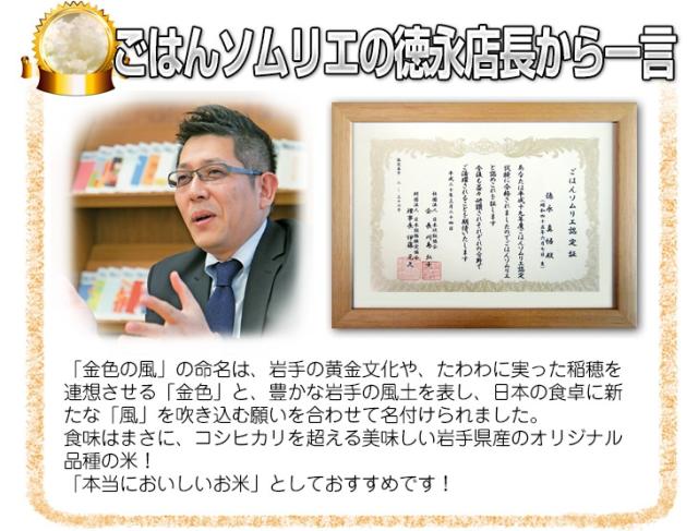 金色の風 ごはんソムリエの徳永店長から一言