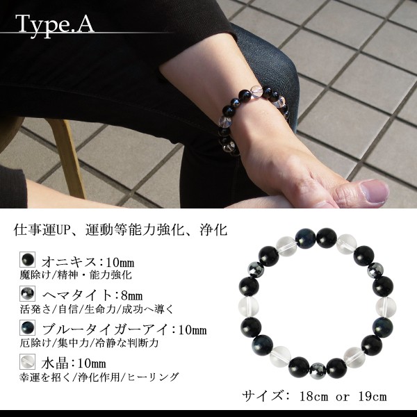 天然石 ブレスレット パワーストーン パワーストーンブレスレット オニキス タイガーアイ ブラック 黒 プレゼント 職人手作り おすすめ ｜au  PAY マーケット