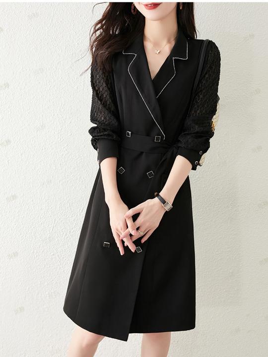 ワンピース 長袖 春 秋 冬 ひざ丈 レディース 無地 シンプル ブラック 黒 代 30代 40代 大人可愛い きれいめ 通勤 オフィス Aライン Nanopartea Com Sg