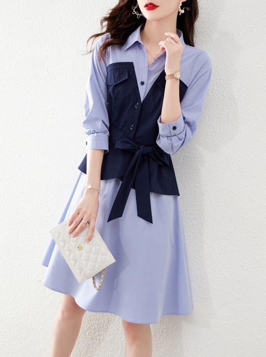 ワンピース 長袖 レディース 無地 シンプル ネイビー 紺 ブルー 青 春 秋 冬 通勤 オフィス 代 30代 40代 大人可愛い きれいめ Nanopartea Com Sg