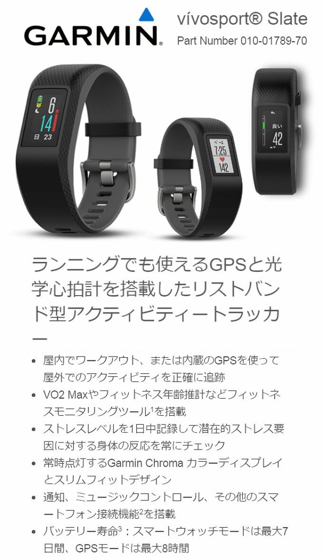 ガーミン 腕時計 Garmin 010 01789 70 スレート ビボスポーツ ガーミン ランニング Slate Run Vivosport ビボスポーツ