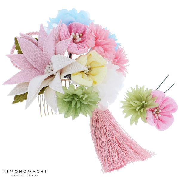 髪飾り2点セット 成人式、前撮り、結婚式の振袖に お花髪飾り