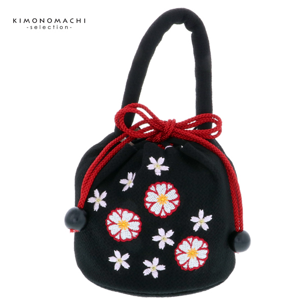 巾着単品 刺繍巾着 桃の節句、ひな祭り