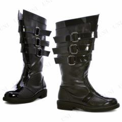 コスプレ 仮装 ブラックベルトヒーローブーツ メンズS 26～27cm