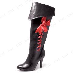 コスプレ 仮装 パイレーツブーツ バックレースアップ ブラック メンズS