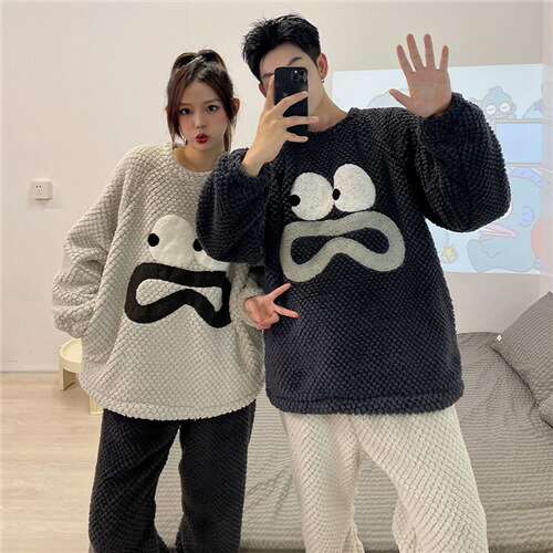 ペア パジャマ 冬 モコモコ レディース