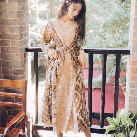 新作saleセール30 Off パーティードレス ワンピース ドレス 結婚式 お呼ばれ 切り替え レース レトロ 花柄 長袖 春 秋 10代 代 30代 ブラウン 二次会 人気の Centrodeladultomayor Com Uy