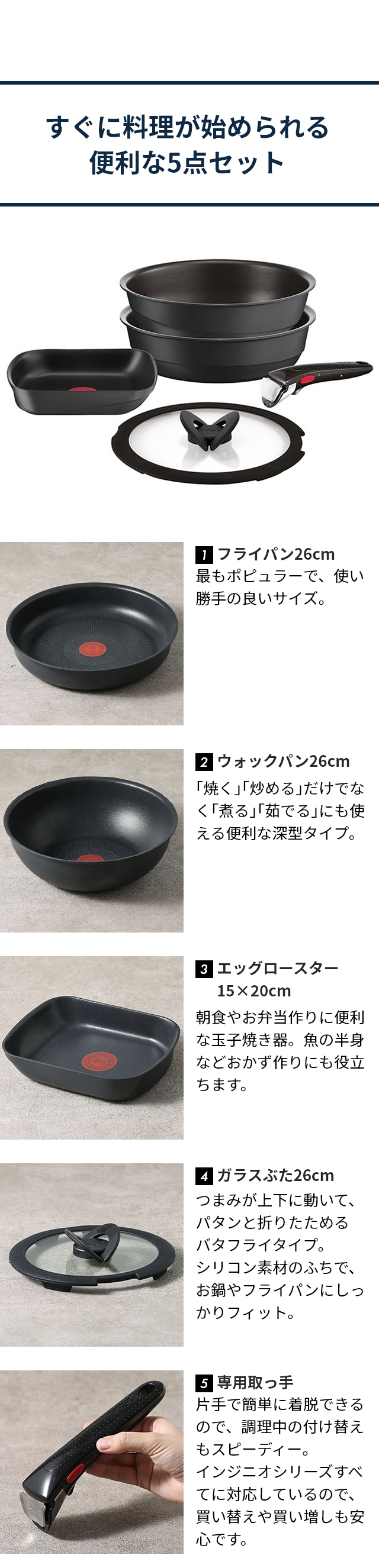 T-FAL (ティファール) キャストライン アロマプロ セット5 L866S5