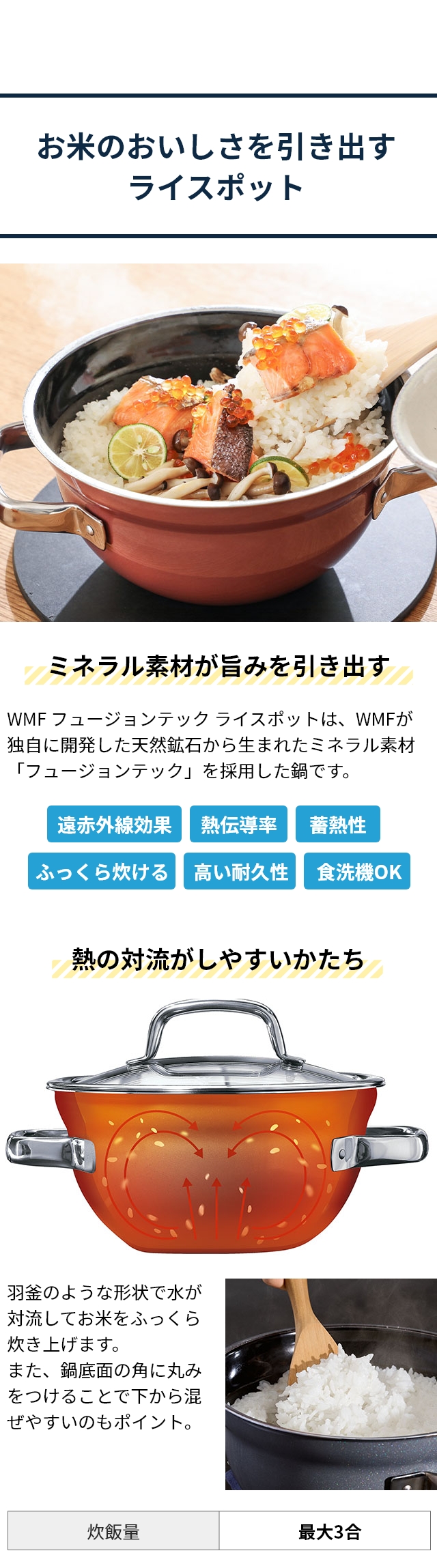 WMF (ヴェーエムエフ) フュージョンテック ミネラル ライスポット (Fusion Tech Mineral Rice Pot) 20cm