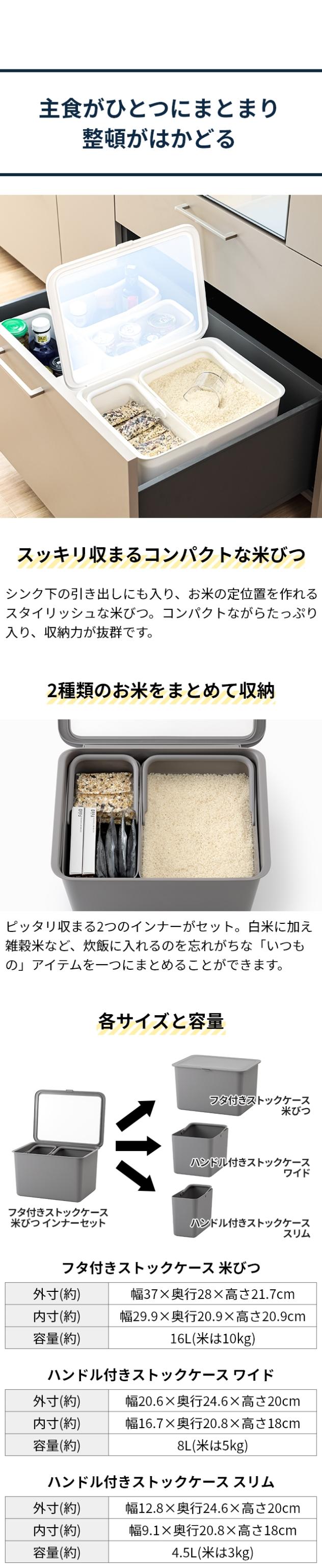 like-it（ライクイット） フタ付きストックケース 米びつ インナーセット