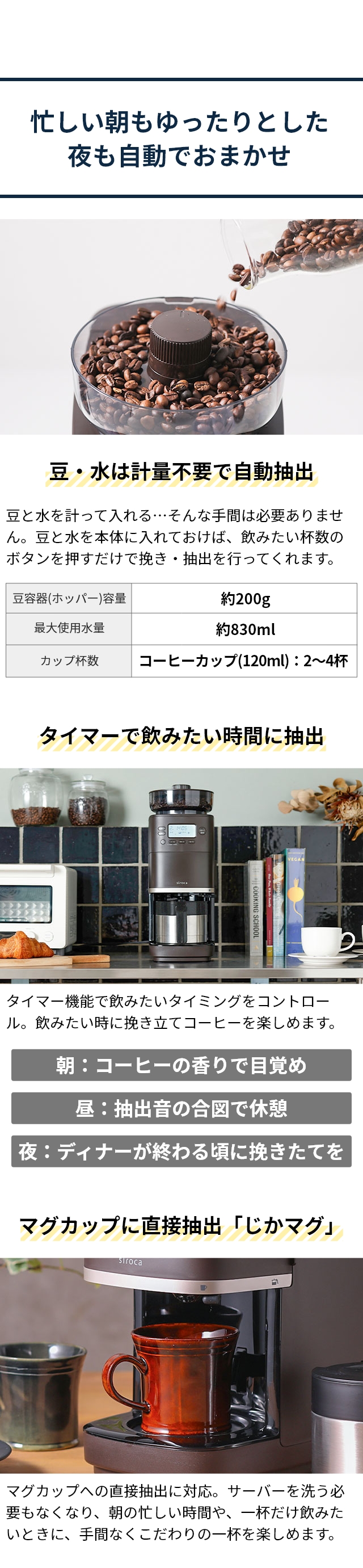 siroca (シロカ) コーン式全自動コーヒーメーカー カフェばこ PRO ステンレスサーバーモデル SC-C281