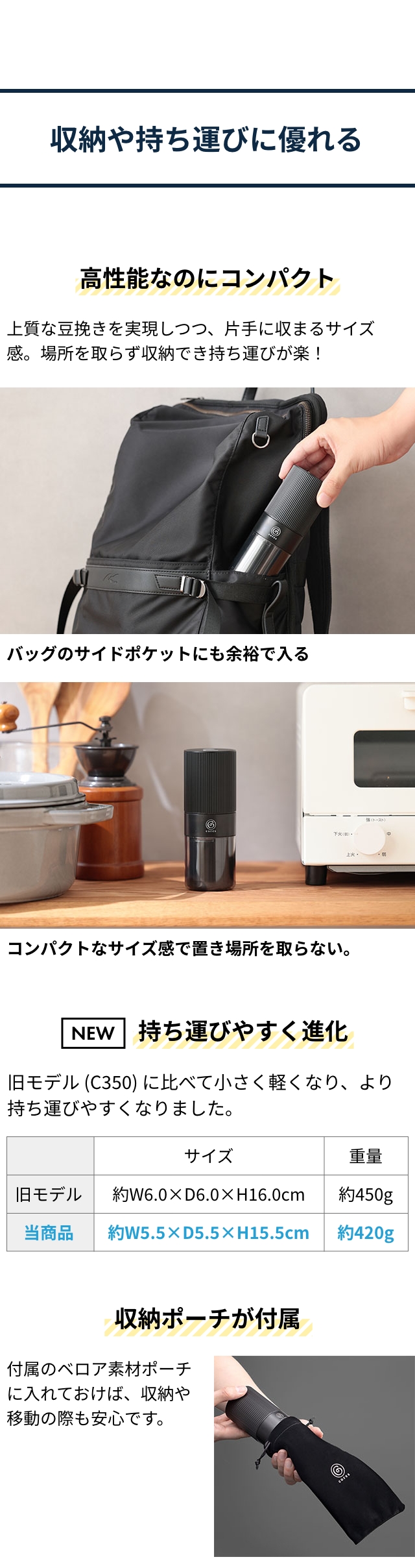 cores（コレス） ポータブルコーヒーグラインダー C351