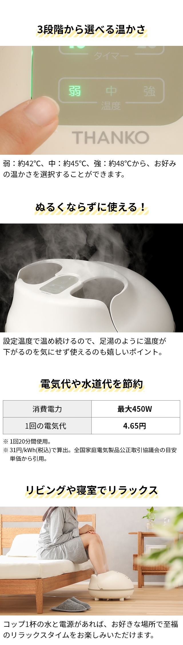 THANKO（サンコー） ホットスチームフットバス 「足だけサウナ」 STMFTBHWH