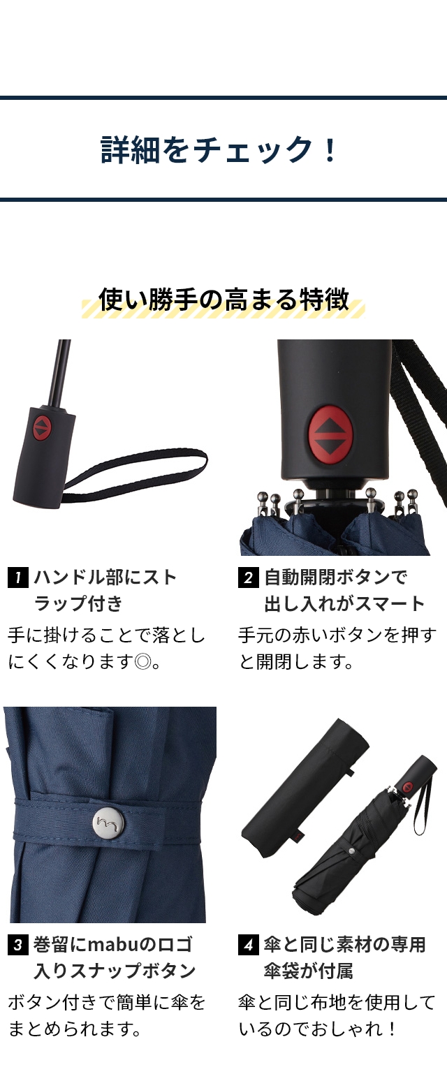 mabu（マブ）高強度折りたたみ傘 ストレングスミニR SMV-4179