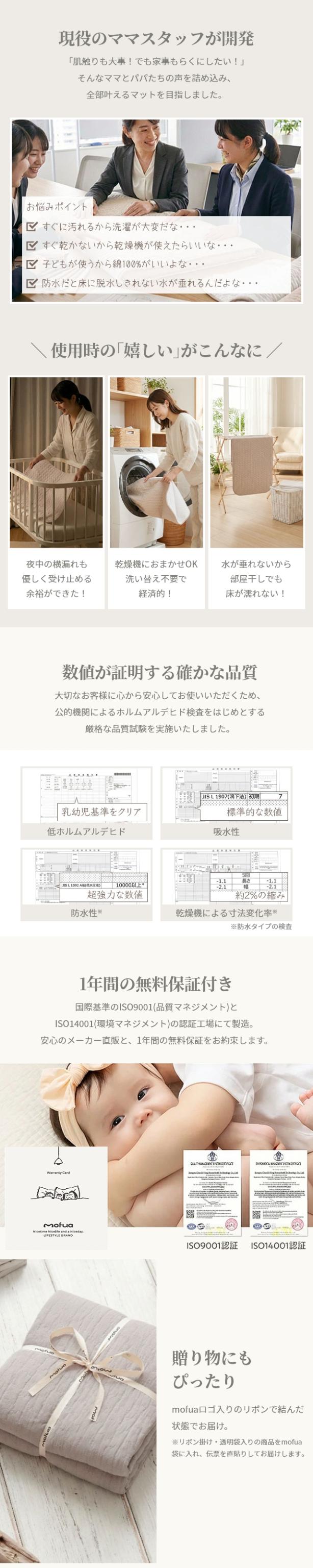 mofua(モフア) イブル CLOUD柄 BABYマット 4層防水仕様 70×120cm
