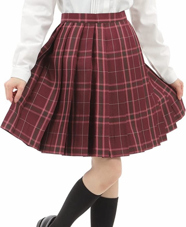 プリーツスカート チェック柄 丈48cm 膝上 スクールスカート 制服 女子