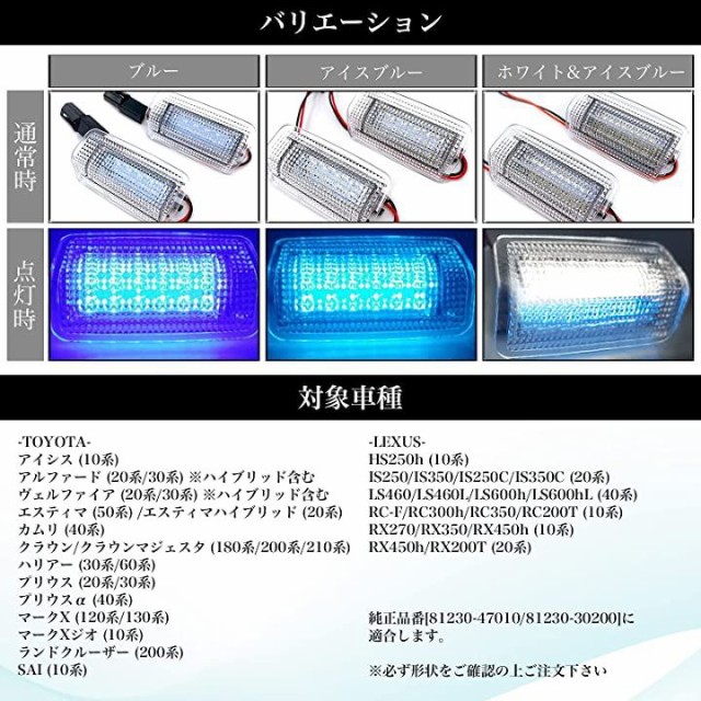 ヴェルファイア30系・20系 対応 LED カーテシーランプ  ブルー・ホワイト