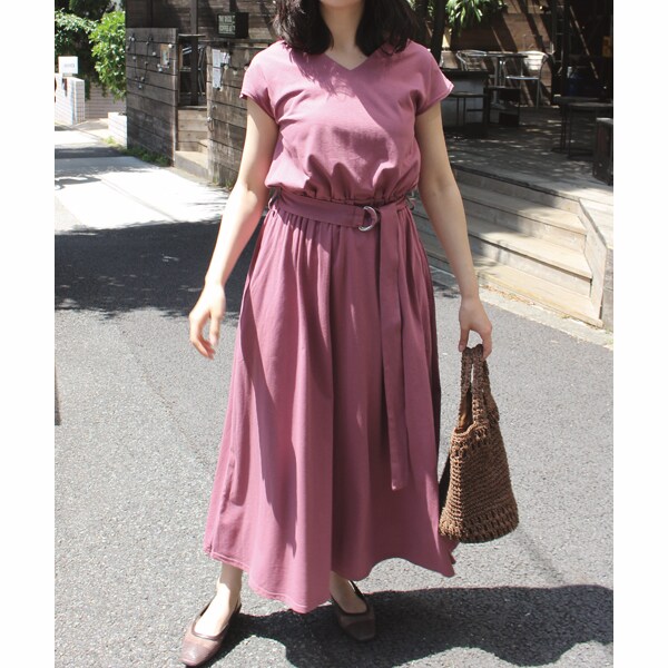 毎回完売 ラビアンジェ Ss新作入荷 M Ll 3l 4l 5l 洗える 麻タッチ天竺ベルト付マキシワンピース まとめ買い歓迎 Elskaveda Com