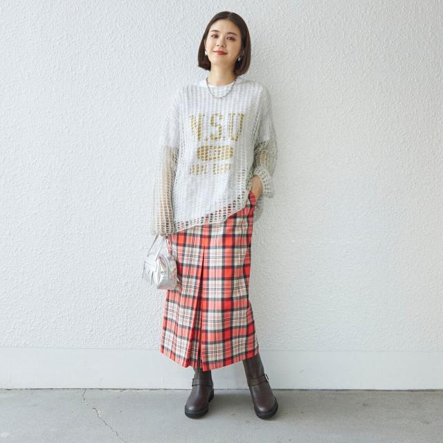 シップス（SHIPS）/〈手洗い可能〉ウール チェック タイト スカート