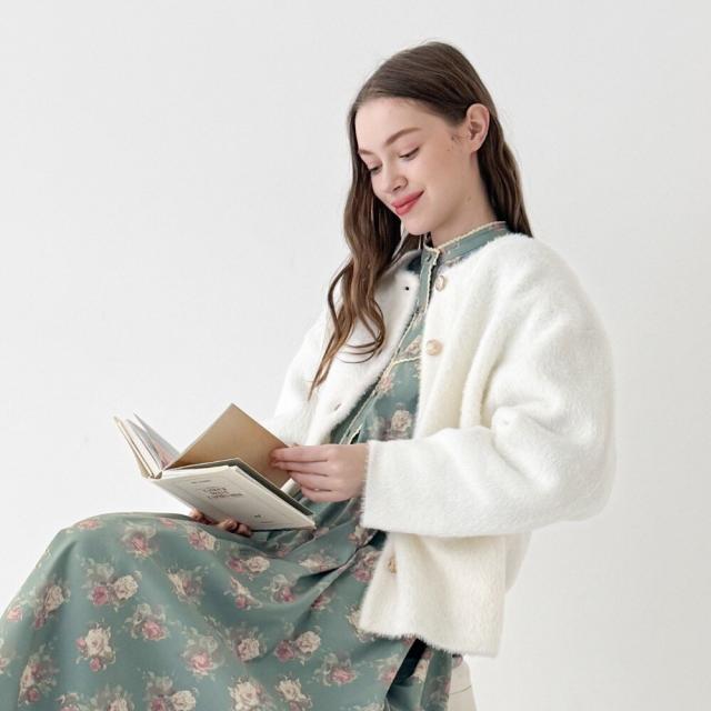 フィント（FINT）/【ふわふわカーデ/洗える】ゴールド釦コクーン