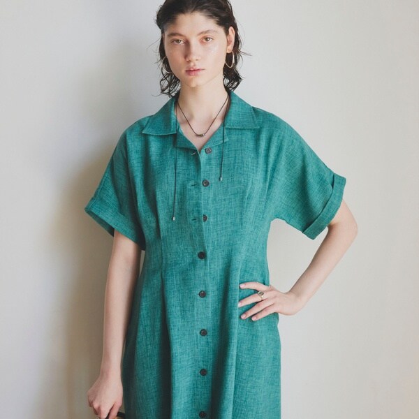 ドゥ アルシーヴ（Doux archives）/タックフレアシャツワンピースの