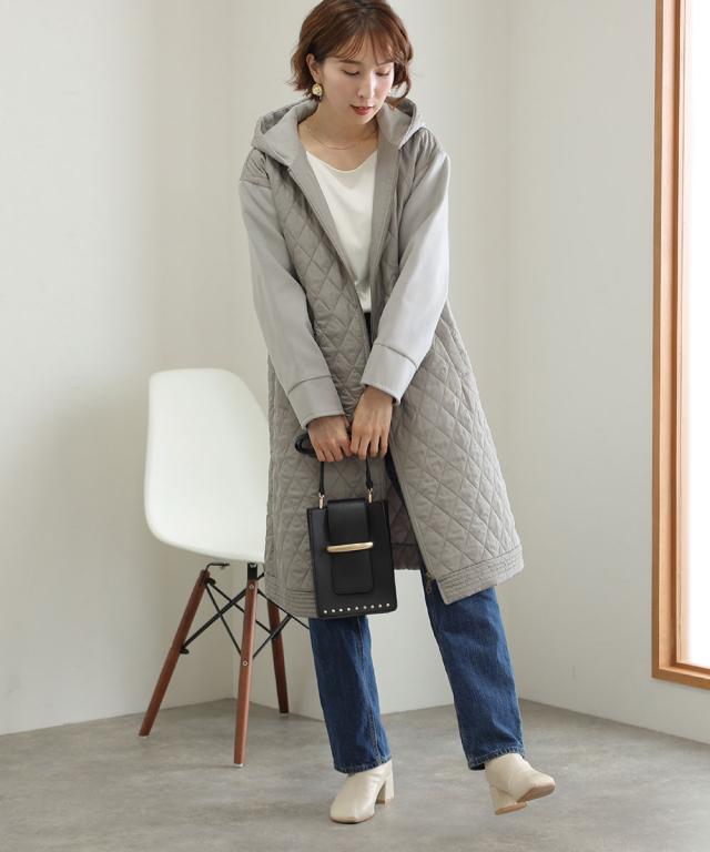 プールヴー（PourVous）/キルティング使いフーテッドコートの通販はau