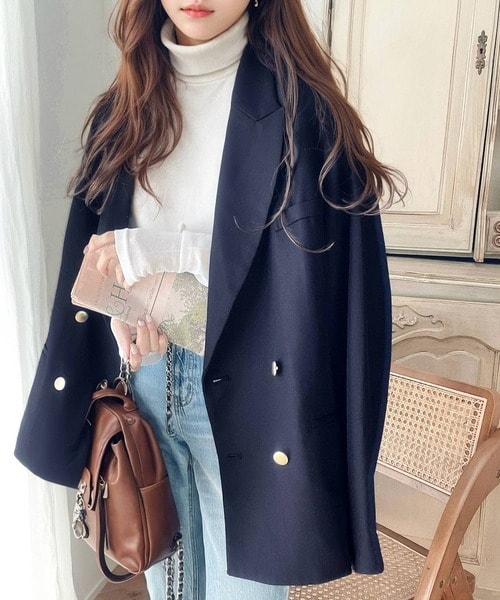 【新品】クラシカルエルフ　オーバーサイズダブルブレストジャケット　3枚セット 気軽に羽織れる大人のブレザー。サイドスリットオーバーサイズ