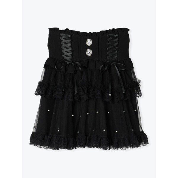 ノエミー♡バックリボンパールチュールティアードスカパン NOEMIE｜バックリボンパールチュールティアードスカパン