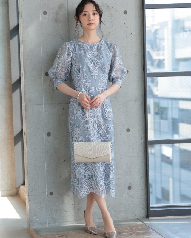 プレフェリール（PREFERIR）/刺繍レースバックリボン結婚式パーティ