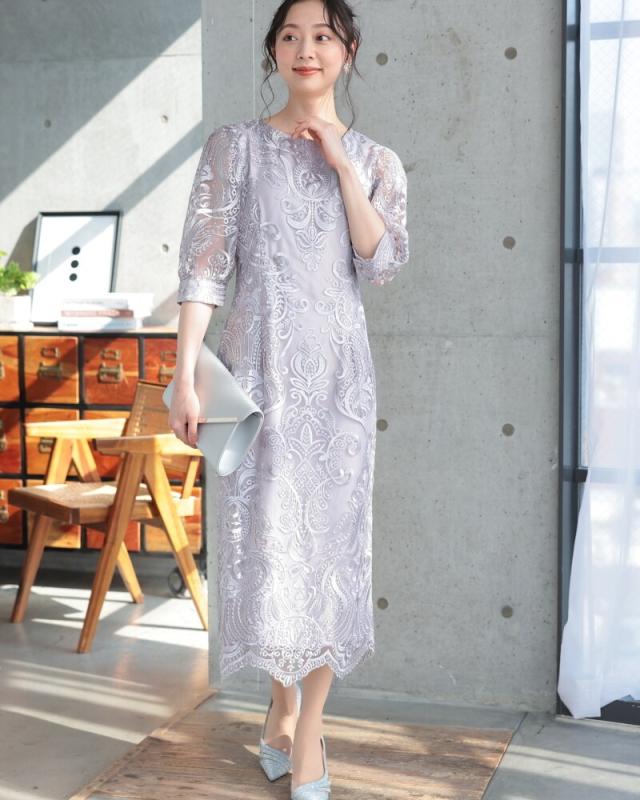 プレフェリール（PREFERIR）/刺繍レースバックリボン結婚式パーティ
