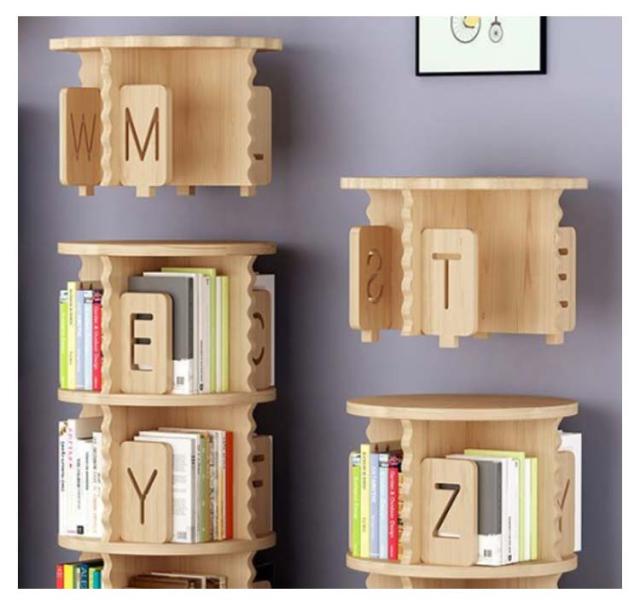 木製 本棚 回転式 4段 126cm Amazon｜Yumcute 本棚 回転式本棚 【天然木】 4段 大容量 スリム