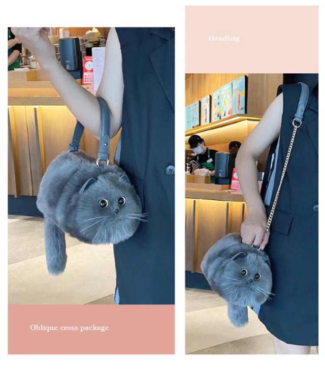 長毛 プレゼント ふわふわ 猫バッグ 2way エコファー 超リアル！ ネコ