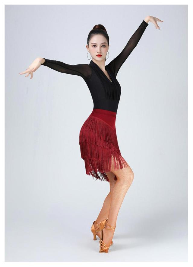 無地 フリンジスカート ダンススカート ラテンダンス フリンジ