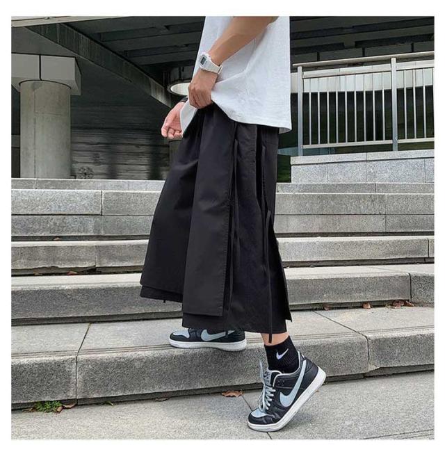 ワイドパンツ メンズ サルエルパンツ 変形 ガウチョパンツ