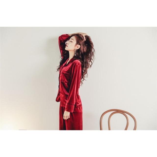 パジャマ レディース ルームウェア 長袖 長ズボン ロングパンツ 前開き