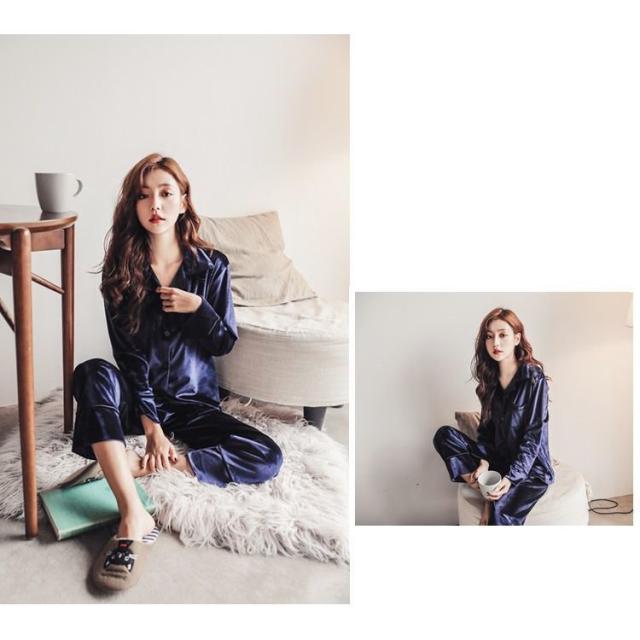 パジャマ レディース ルームウェア 長袖 長ズボン ロングパンツ 前開き