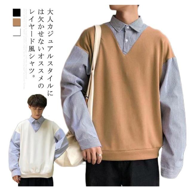 メンズ切替レイヤードシャツトップスおしゃれ etc060-01.jpg