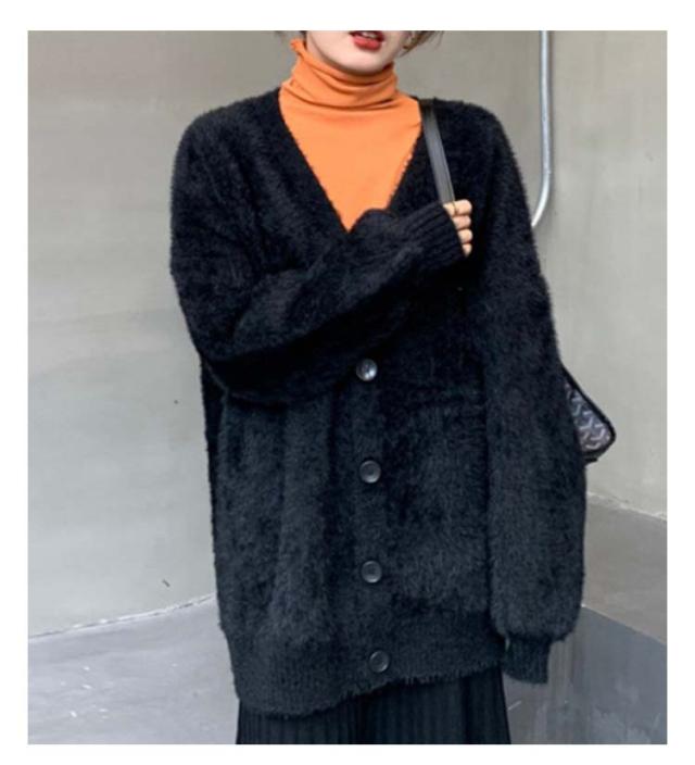 フェイクファー モコフワ カーディガン レディース ルーズシルエット 春 秋 冬 コーデ ふわふわ フワフワ ニット おしゃれ 厚手 長袖 Vネック フェイクファー モコフワ カーディガン レディース ルーズ